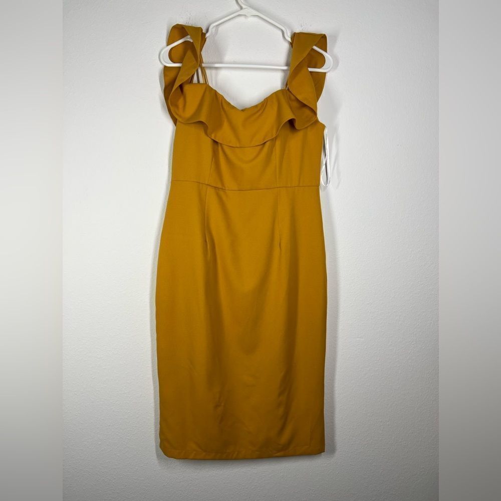 Ava. Ruffle Bustier Mini Dress Size L Sleeveless Zipped Lined
